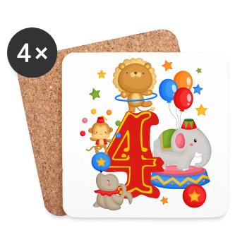 Circus Birthday 4th Birthday Carnival 4 years - Coasters (set of 4) - white - Front