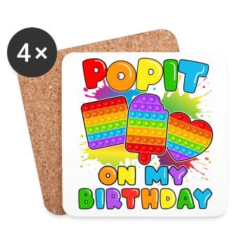 Pop it An Meinem Geburtstag Fidget Sensory Pop - Untersetzer (4er-Set) - Weiß - Vorne