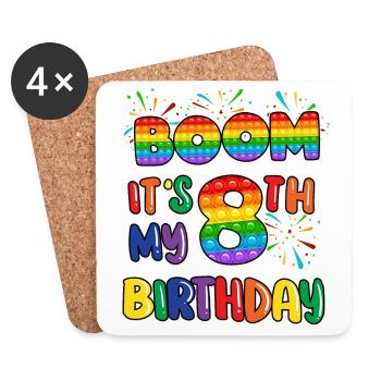 Boom C’est mon 8e anniversaire Huit - Dessous de verre (lot de 4) - blanc - Devant