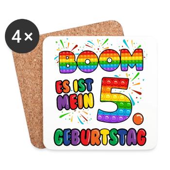 Boom It's My 5. Geburtstag 5 Jahr Alt Pop it - Untersetzer (4er-Set) - Weiß - Vorne
