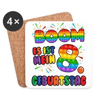Boom It's My 8. Geburtstag 8 Jahr Alt Pop it - Untersetzer (4er-Set) - Weiß - Vorne