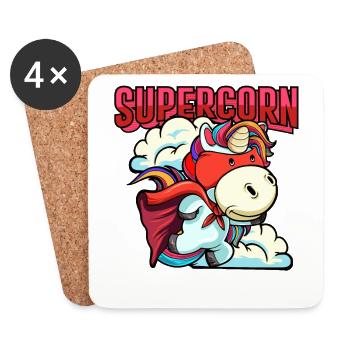 Drôle supercorn Licorne Papa Supercorn Fête des pères - Dessous de verre (lot de 4) - blanc - Devant