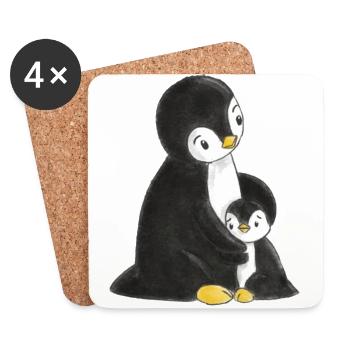 Penguins cuddle - Coasters (set of 4) - white - Front