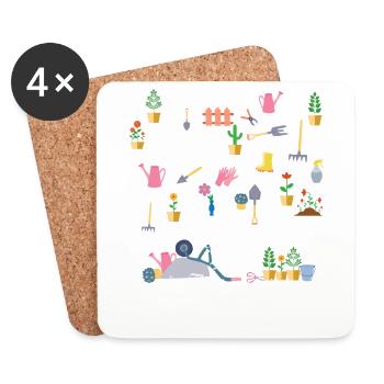 Musical Garden Garden Nature Plant - Coasters (set of 4) - white - Front