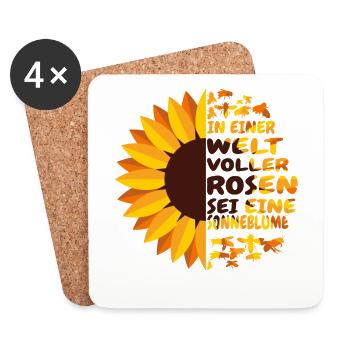 In a world full of roses, be a sunflower - Coasters (set of 4) - white - Front