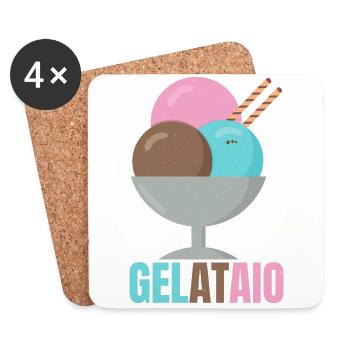 Gelataio Ice Cream Maker Sorbet Icicles Mochi - Coasters (set of 4) - white - Front