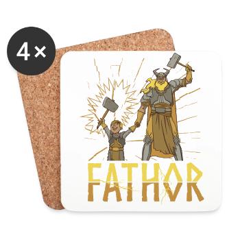 Fathor Viking Dad Walküre Kriegerin Axt Vatertag - Untersetzer (4er-Set) - Weiß - Vorne