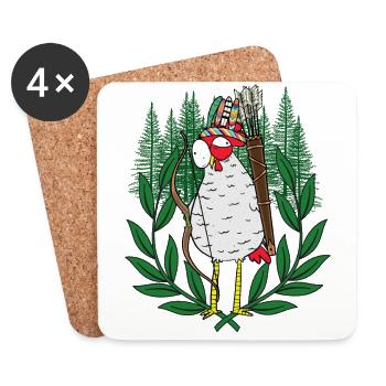 Archer de volaille Chicken Warrior - Dessous de verre (lot de 4) - blanc - Devant