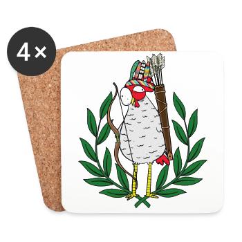 Huhn Krieger Hippie Hühner Pfeil - Untersetzer (4er-Set) - Weiß - Vorne