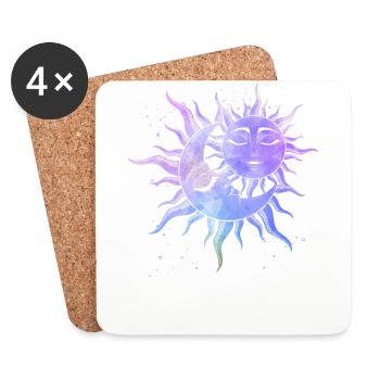 Sun Moon Love Occult Stars Magic Symbol - Coasters (set of 4) - white - Front