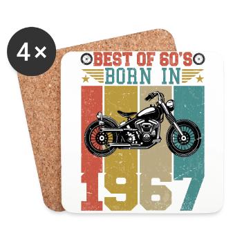 Best Of The 60's Geboren 1967 Vintage Motorrad - Untersetzer (4er-Set) - Weiß - Vorne