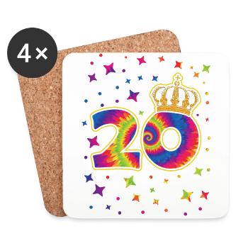 Tie-dye 20th birthday party 20 years old - Coasters (set of 4) - white - Front