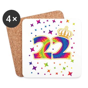 Tie-dye 22nd birthday party 22 years old - Coasters (set of 4) - white - Front