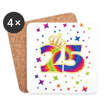 Tie-dye 25th birthday party 25 years old - Coasters (set of 4) - white - Front
