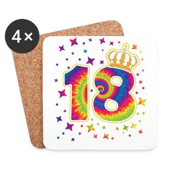 Tie-dye 18th birthday party 18 years old - Coasters (set of 4) - white - Front