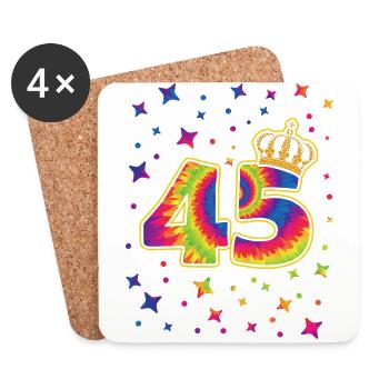 Tie-dye 45th birthday party 45 years old - Coasters (set of 4) - white - Front