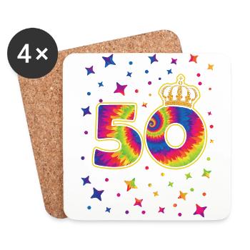 Tie-dye 50th birthday party 50 years old - Coasters (set of 4) - white - Front