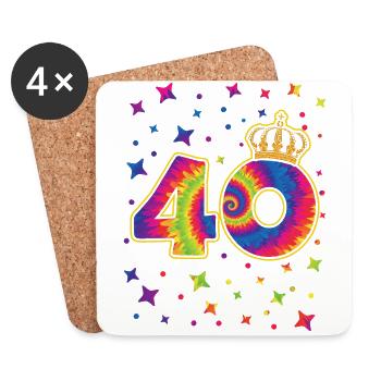 Tie-dye 40th birthday party 40 years old - Coasters (set of 4) - white - Front