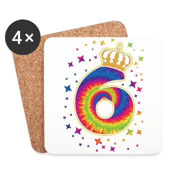 Tie-dye 6. Geburtstagsfeier 6 Jahre Alter - Untersetzer (4er-Set) - Weiß - Vorne