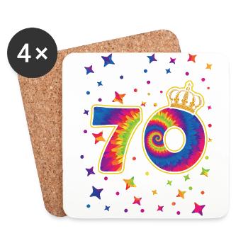 Tie-dye fête du 70e anniversaire 70 ans - Dessous de verre (lot de 4) - blanc - Devant