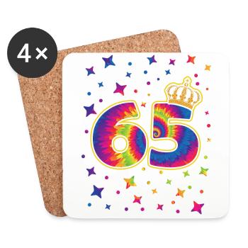 Tie-dye 65th birthday party 65 years old - Coasters (set of 4) - white - Front