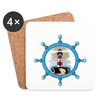 Volant maritime Phare Côte Tempête Ahoy - Dessous de verre (lot de 4) - blanc - Devant