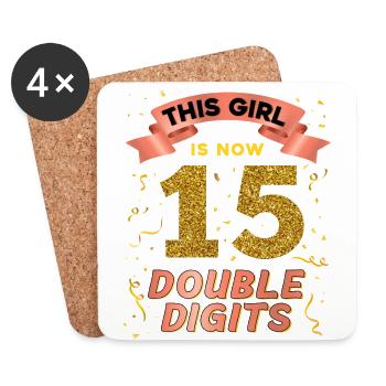 Dieses Mädchen Ist Jetzt 15 Double Digits 15. - Untersetzer (4er-Set) - Weiß - Vorne