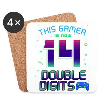 This Gamer Is Now 14 Double Digit 14. - Coasters (set of 4) - white - Front