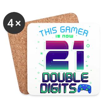 This Gamer Is Now 21 Double Digit 21. - Coasters (set of 4) - white - Front