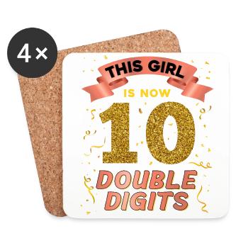 Cette fille est maintenant 10 à deux chiffres 10. - Dessous de verre (lot de 4) - blanc - Devant