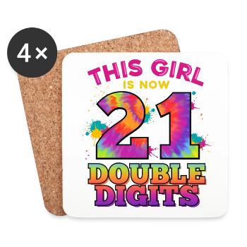 Dieses Mädchen Ist Jetzt 21 Double Digits 21. - Untersetzer (4er-Set) - Weiß - Vorne