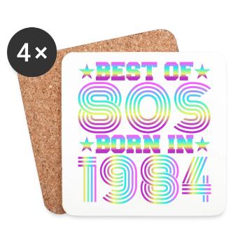 Le meilleur des années 80 Né en 1984 Vintage - Dessous de verre (lot de 4) - blanc - Devant