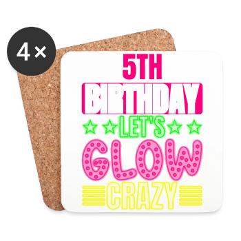 5. Geburtstag Let's Glow Crazy Buntes 5-jähriges - Untersetzer (4er-Set) - Weiß - Vorne