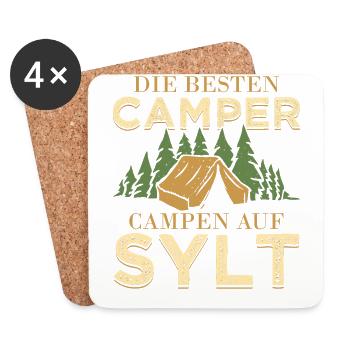 Le meilleur camp de campeurs sur Sylt Möwe en mer du Nord - Dessous de verre (lot de 4) - blanc - Devant