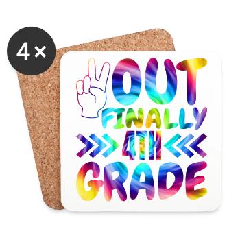 Out Endlich Grundschüler Der 4. Klasse - Untersetzer (4er-Set) - Weiß - Vorne