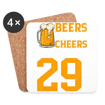 Cheers And Beer On 29 Years Frothy Mug Of Beer - Coasters (set of 4) - white - Front