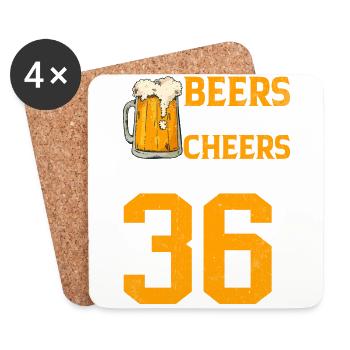 Acclamations et bière sur 36 ans de tasse mousseuse de bière - Dessous de verre (lot de 4) - blanc - Devant