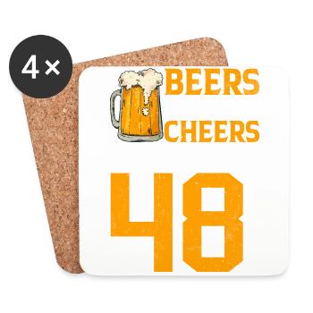 Acclamations et bière à 48 ans chope de bière mousseuse - Dessous de verre (lot de 4) - blanc - Devant