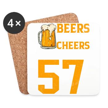 Acclamations et bière à 57 ans chope de bière mousseuse - Dessous de verre (lot de 4) - blanc - Devant