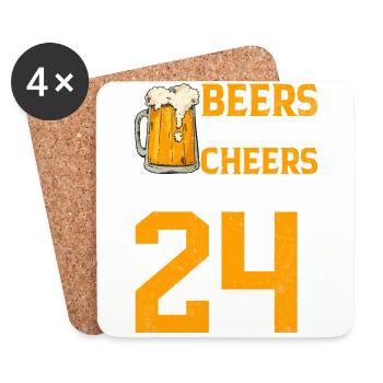 Acclamations et bière à 24 ans Chope de bière mousseuse - Dessous de verre (lot de 4) - blanc - Devant