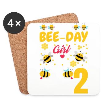 This Bee-day Girl Is Now 2. - Coasters (set of 4) - white - Front