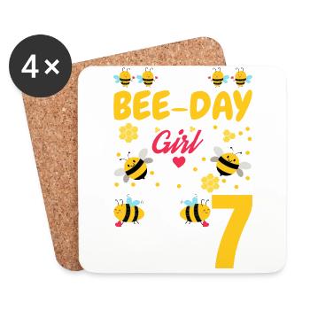 This Bee Day girl is now 7. - Coasters (set of 4) - white - Front
