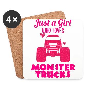 Monster Truck Reifen Mädchen Frauen I Geschenkidee - Untersetzer (4er-Set) - Weiß - Vorne