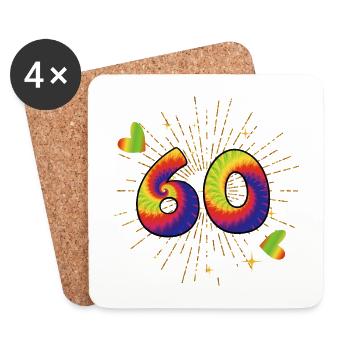 Tie-dye Fête d’anniversaire 60 ans 60 ans - Dessous de verre (lot de 4) - blanc - Devant