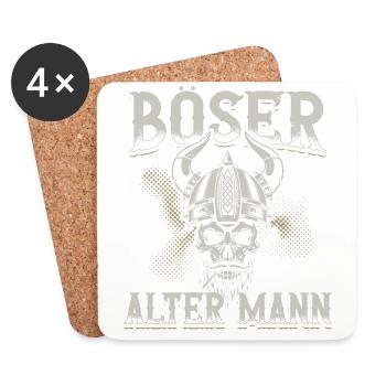 Böser Alter Mann Wikinger Kriegerin Walküre - Untersetzer (4er-Set) - Weiß - Vorne