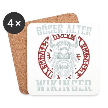 Böser Alter Wikinger Wikinger Kriegerin Walküre - Untersetzer (4er-Set) - Weiß - Vorne