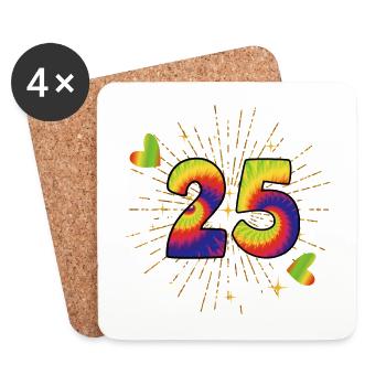 Tie-dye 25th birthday party 25 years old - Coasters (set of 4) - white - Front