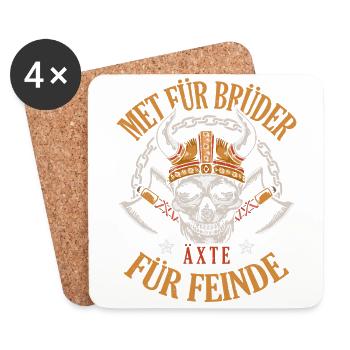 Met Für Bruder Äxte Für Feinde Viking Valkyrie Axt - Untersetzer (4er-Set) - Weiß - Vorne