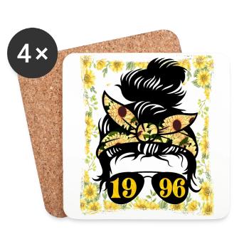 Sunflower Mom Born 1996 Birthday - Coasters (set of 4) - white - Front