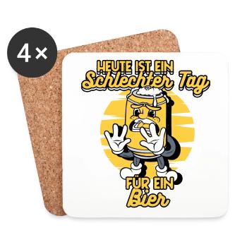 Es Ist Ein Schlechter Tag Für Ein Bier Lustiger - Untersetzer (4er-Set) - Weiß - Vorne